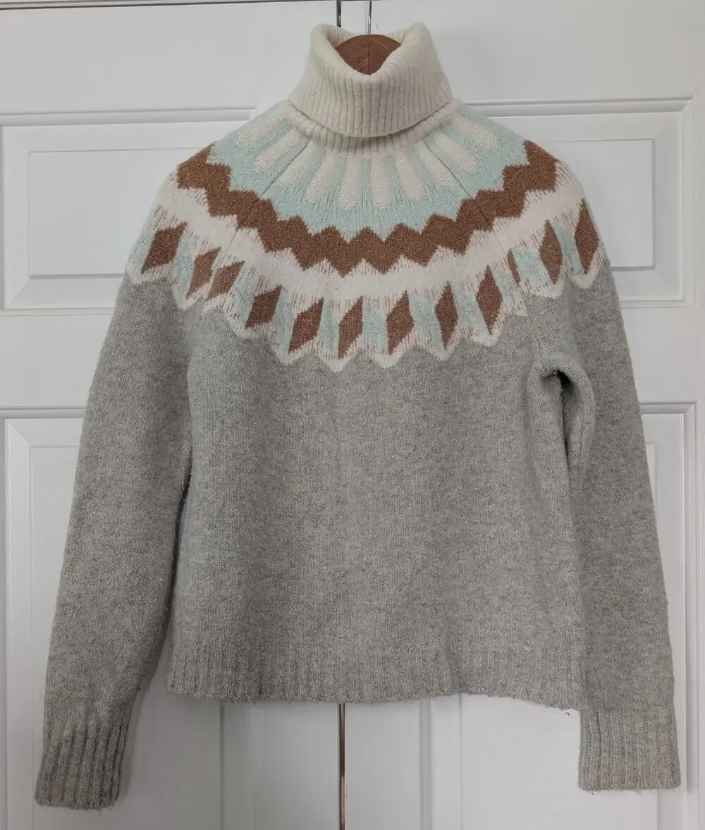 J. Crew Fair Isle Wool Blend Turtleneck Sweater  in Supersoft Yarn